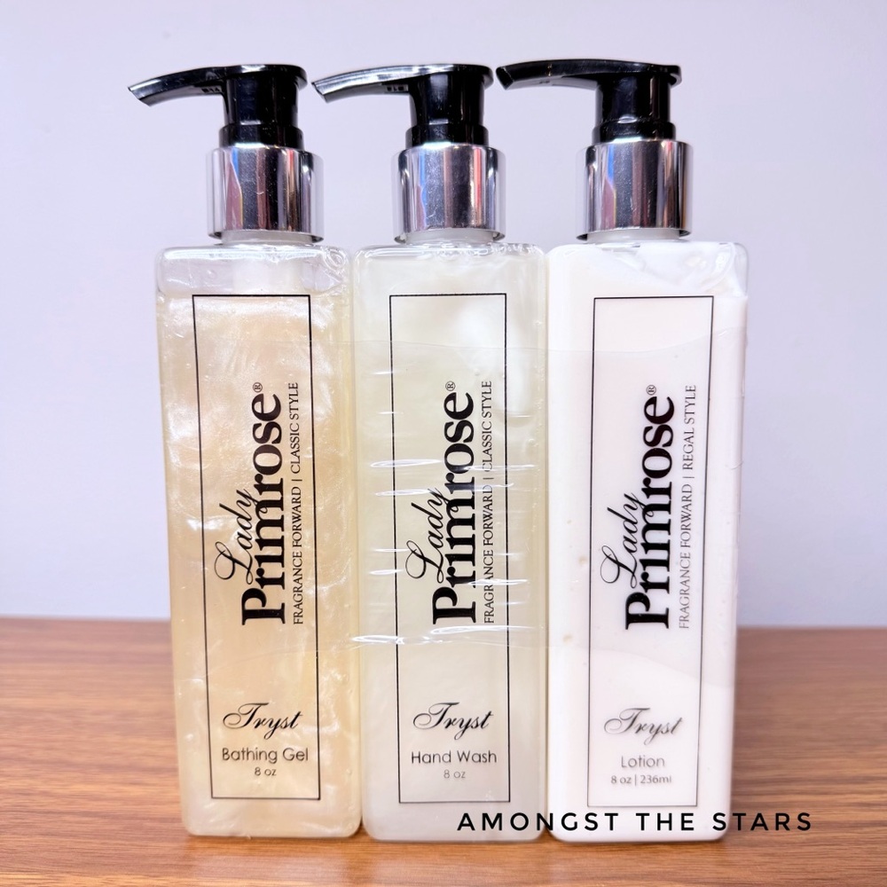 Lady Primrose Tryst Bathing Gel, Hand Wash & Lotion 8 fl oz Each